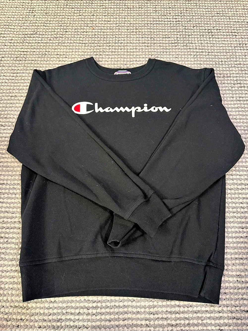 Champion Authentic Athleticwear Script Logo Crewneck Sweatshirt Black Medium